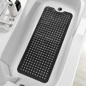 Solid Color Anti-slip Bathtub Mat, Extra Long Bath Massage Mat, Suction Cup Design Safety Shower Bathtub Mat, Machine Washable and Anti Slip Bathmats