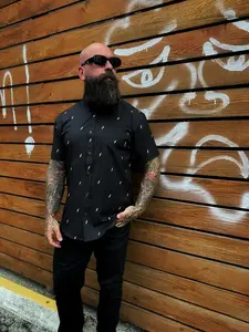 ESSENTIAL BAD LUCK SUCKS BLACK BUTTON UP ESSENTIAL BAD LUCK SUCKS BLACK BUTTON UP