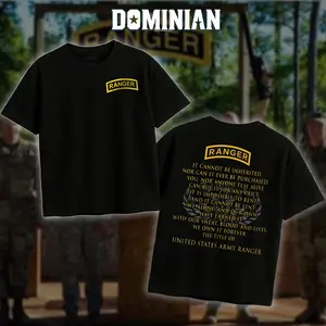 DOMINIAN U.S. Army Ranger It Cannot Be Inherited T-Shirt/Hoodie – Ranger Creed Military Quote Graphic Tee for Men, Veteran Pride Patriotic Gift, Ranger Tab Shirt