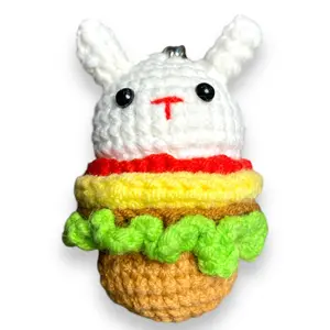 Cute Burger Bunny Crochet Keychain K030