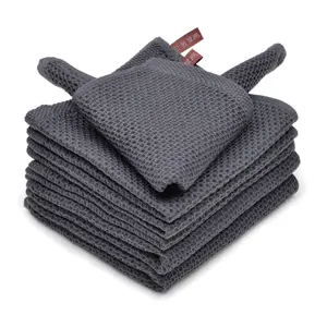 Elegant Comfort 100% cotton 6 waffle Quality Towels - Quick drying and Super absorbent Kitchen dishcloth towels, napkins, table cloth towels, Super Soft Multi-purpose cleaning towels, 12x 12, gray
