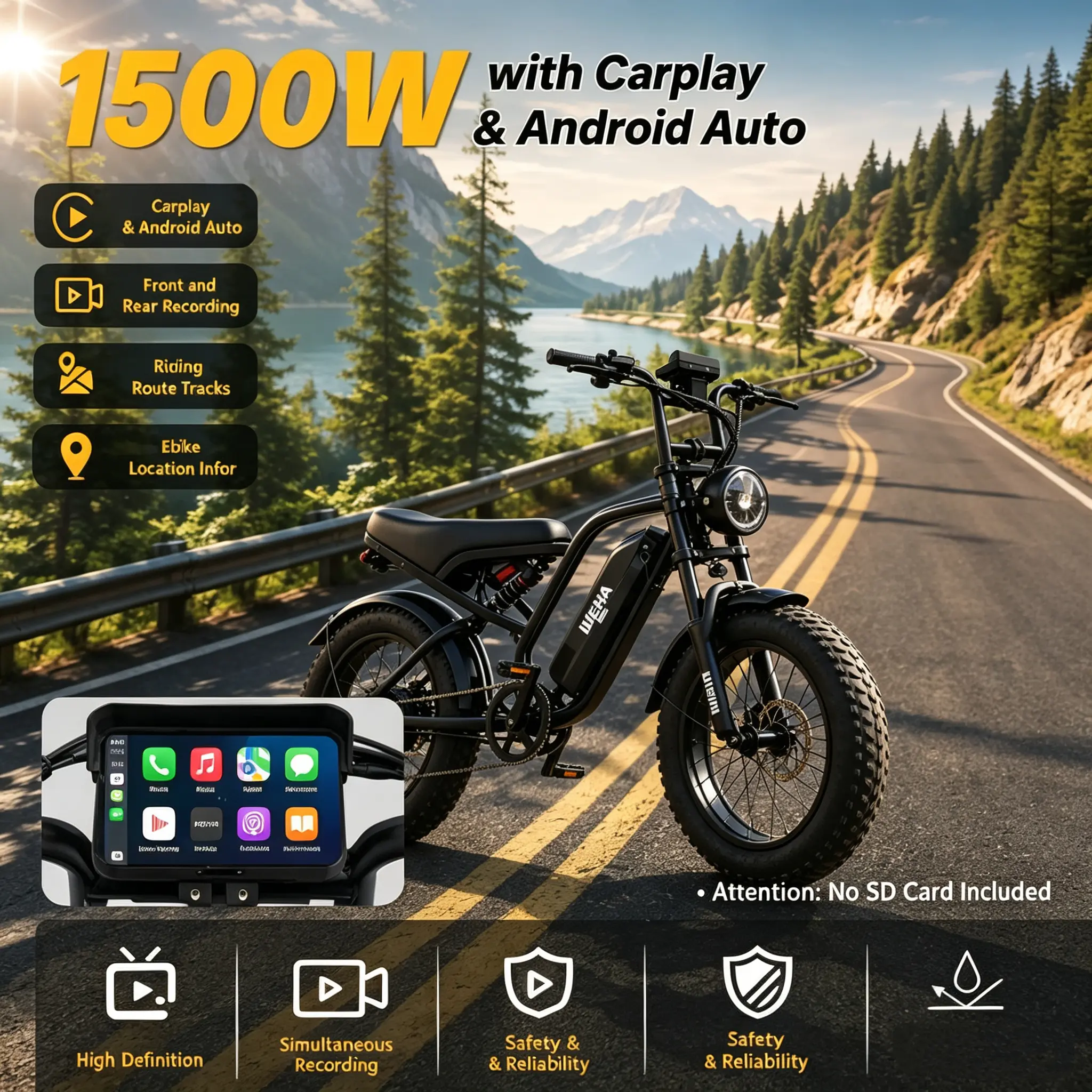 [Hot Sale] HiEHA Electric Mountain Bike 1500W - Fat Tire E-Bike, 34MPH Fast Speed, 48V15.6Ah Long Range Battery, Dual Suspension, Wide Tires, Built for Adults Off-Road Trails and Outdoor Adventures