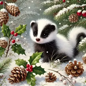 New Arrival DIY 5D Diamond Painting Kit, Winter Raccoon Theme Full Drill Mosaic Art, Home Wall Decor Gift, Small Size