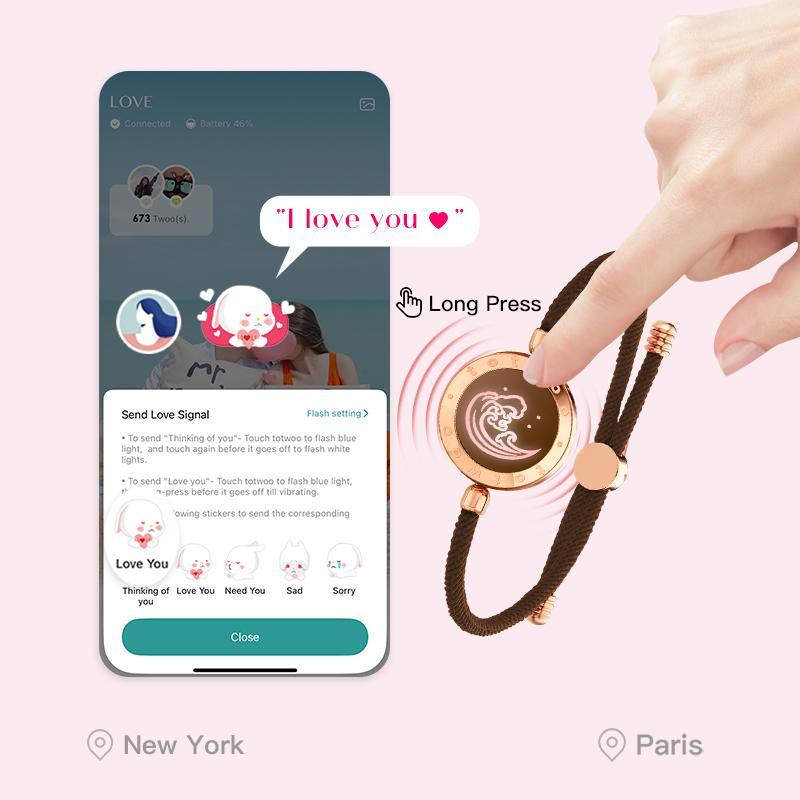 【emotional smart jewelry】totwoo Mountain&Sea  Long Distance Touch Bracelets  Functional Love Connect Gift For Boyfriend or Girlfriend or your Family