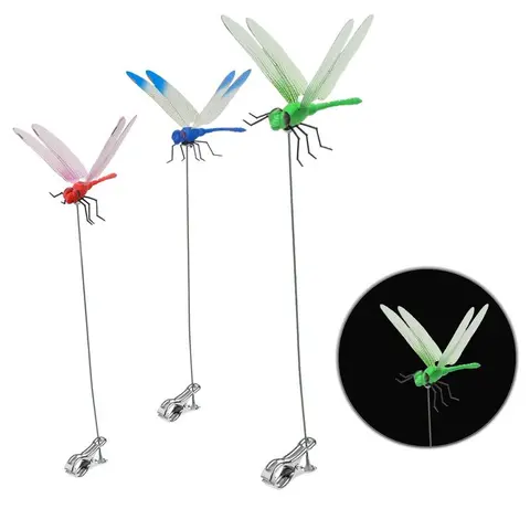 Outdoor Fake Dragonfly Rod Clip, Garden Durable Metal Dragonfly Clip, Whimsical Home Accessories, Garden Decoration, Garden Miniatures, Garden Supplies