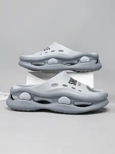 Men's Summer New Trendy Smile Print Thick Sole Sandals, Slip-On Anti-Slip Casual Beach Shoes, Eva Soft Bottom Breathable Durable, Home Outdoor Use