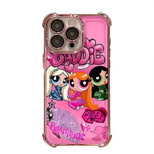 Y2K Powerpuff Girls Pink Cartoon Fashion iPhone Case Stylish & Durable New Year Gift: Fashionable Phone Case for iPhone 11 12 13 14 15 16 17 – Perfect Blend of Protection and Trend
