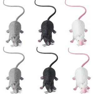 6 Pcs Plastic Fake Rat Toys Fake Mouse Simulation Mice Realistic Rat Terrible Prank Props for April Fools' Day Halloween Party Supplies