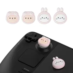 PlayVital Cute Thumb Grip Caps for Steam Deck LCD & OLED,Thumbsticks Grips Joystick Caps for PS Portal Remote Player - Kitten & Puppy Game Console Accessories Game Controller Game Peripherals