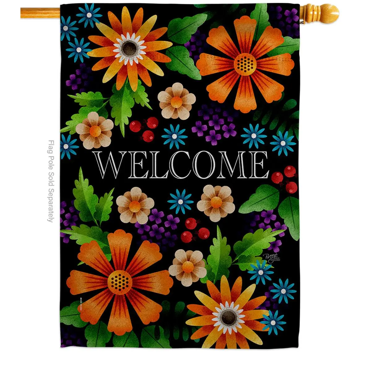 Breeze Decor H120078-BO 28x40 in. Mixed Flower Vertical House Flag, Thick Fabric, Fade-Resistant, Weather-Resistant Yard Decor, Double-Sided Garden Banner Gift for Home