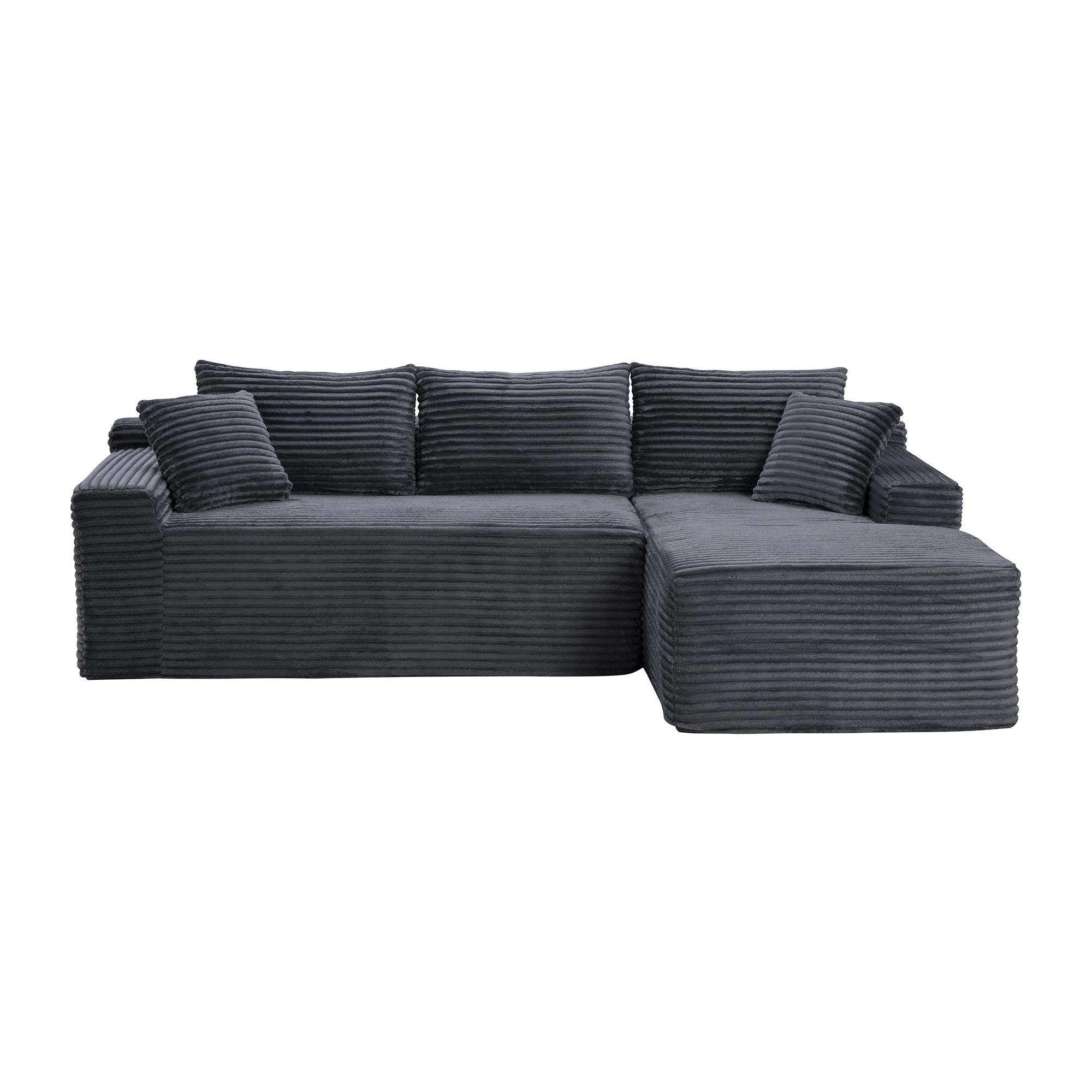 94.5" Modular Sectional Couch with L-Shape Chaise, Boneless Sofa for Living Room,Modern Cloud Couch with Deep Seat,No Assembly Required,Loveset, Grey