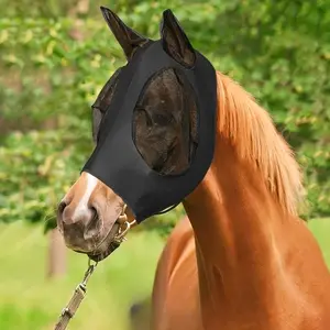 Breathable Horse Fly Mask with Goggles, Comfortable Polyester Mesh Insect Repellent Gear, Horse Protection Face Cover, No Battery Required