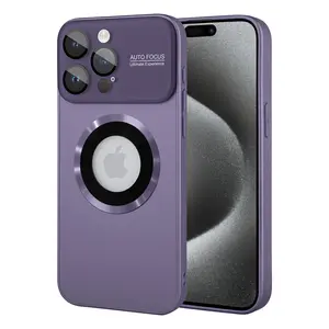 Large window frosted glass with magnetic case iPhone 13-15pro max Graphite black