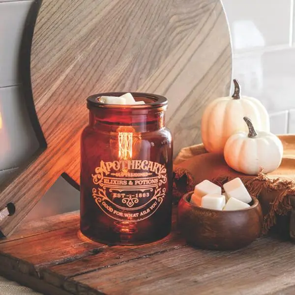 Apothecary Illumination Fragrance Warmer – Vintage Wax Melt Warmer with Edison Bulb