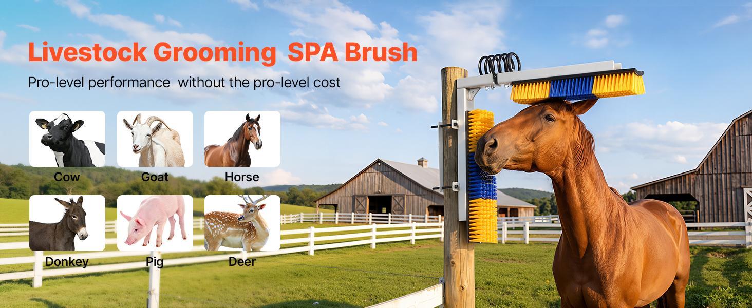 VEVOR 2 Way Livestock Scratching Brush, Dual Sided Goat Scratcher Brush with Mounting Bracket, 16.9" x 3.9" Cow Scratcher for Back Itch Relief, Massage Grooming Scratch Tool for Horse Cattle Sheep Pig VEVOR 2 Way Livestock Scratching Brush, Dual Sided Goat Scratcher Brush with Mounting Bracket, 16.9" x 3.9" Cow Scratcher for Back Itch Relief, Massage Grooming Scratch Tool for Horse Cattle Sheep Pig