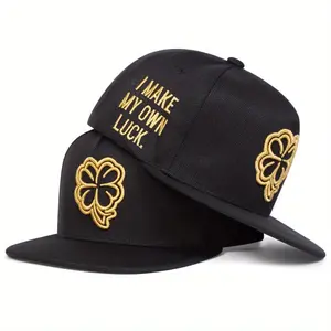 Unisex Four-leaf Clover Side Letter Embroidered Hip Hop Hat Outdoor Sport Adjustable Sunscreen Leisure Hat Spring Autumn Travel
