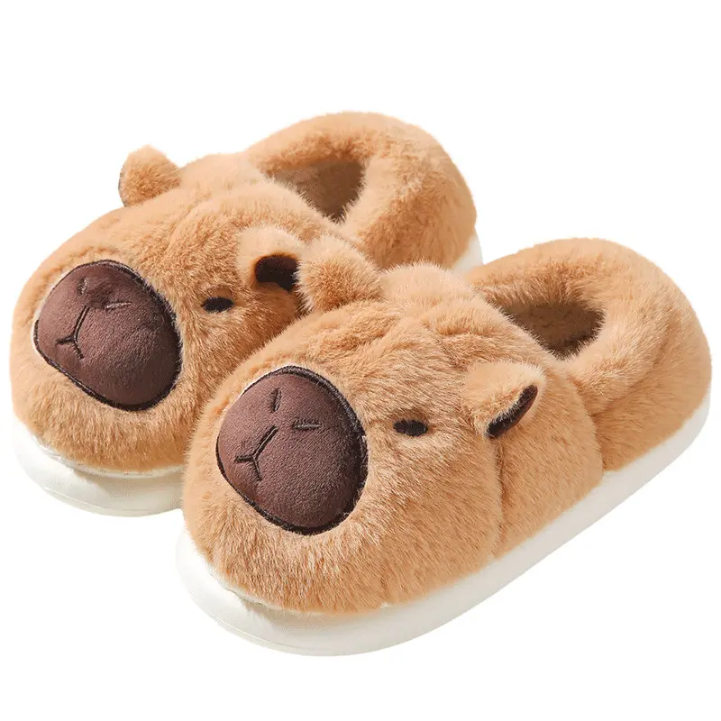 Unisex Capybara Plush House Slippers - Fuzzy House Shoes with Memory Foam, Non-Slip Soft Sole, Cozy Warm Indoor Shoes for Home Bedroom