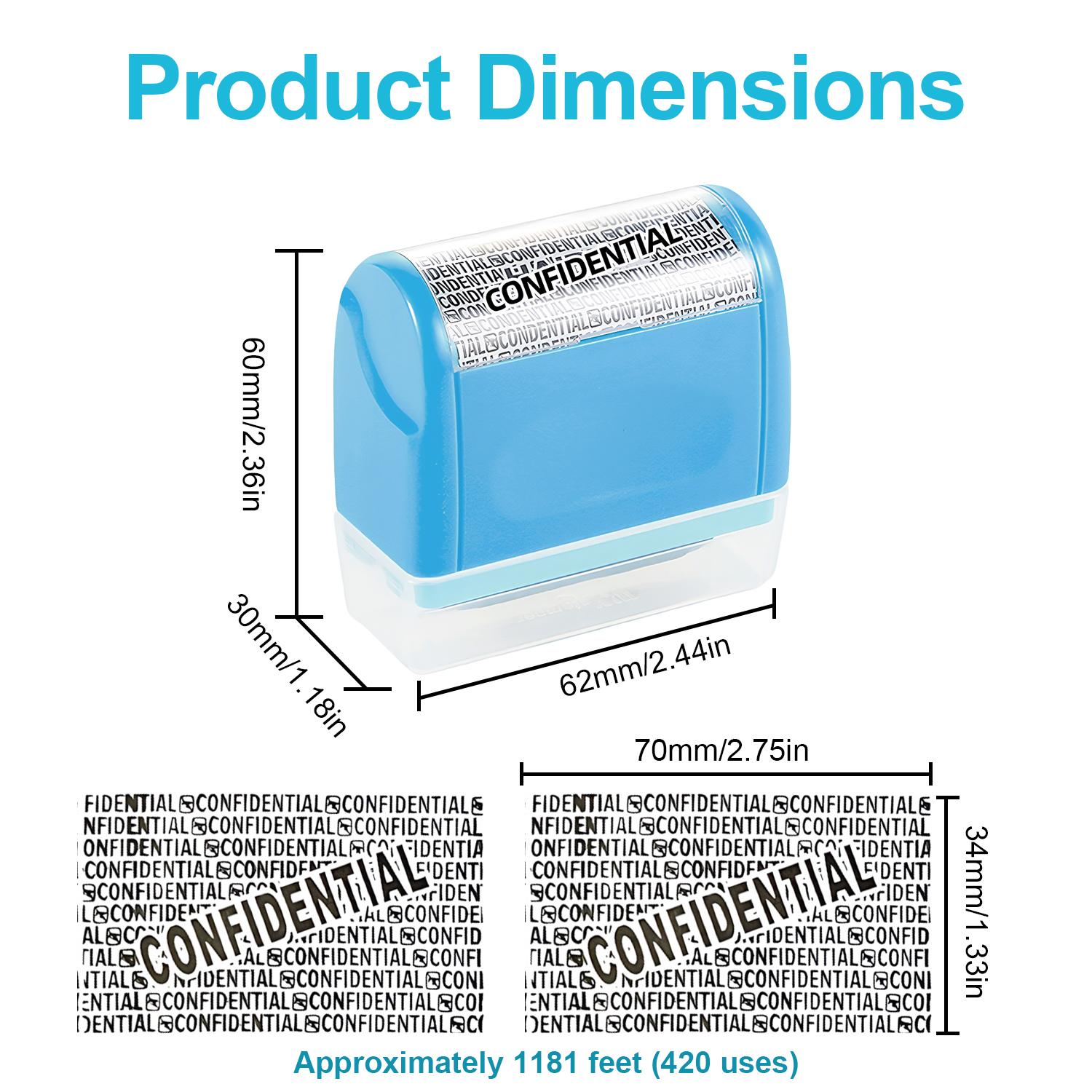 EMPTAN Identity Protection Confidential Roller Stamp with 3 Ink Refills, Wide-Coverage Security Blocker for Address, ID & Private Data (Identity Theft Prevention Tool), Confidential Stamp