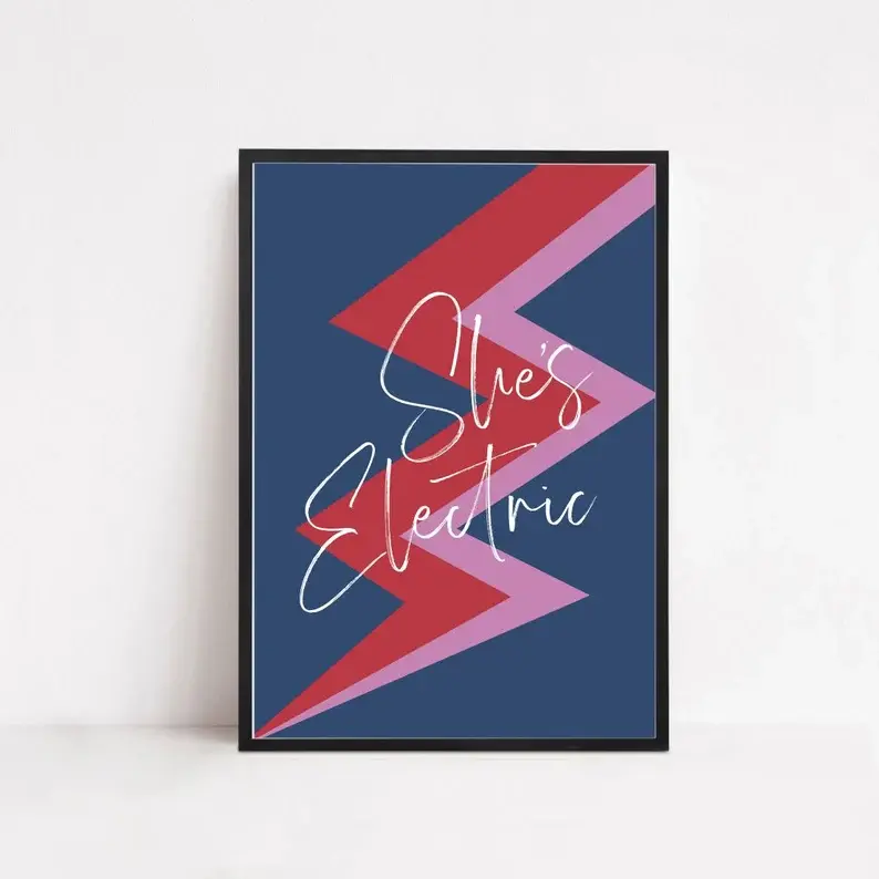 Oasis 'She's Electric' Poster, 90s Britpop Lyric Wall Art, Manchester Music Scene Gallery Art Print, Gift for Oasis Fans