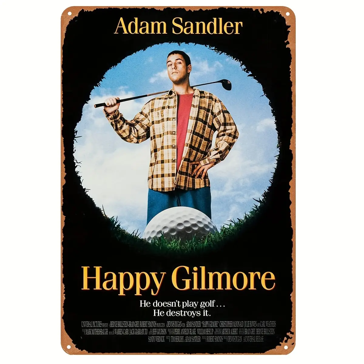 Adam Sandler Happy Gilmore Vintage Tin Sign - Iron Metal Golf-Themed Wall Decor for Home, Bar, Cafe, Garage - Pre-Drilled, Weather-Resistant Retro Poster - 8"x12" (20cmX30cm) - 1count