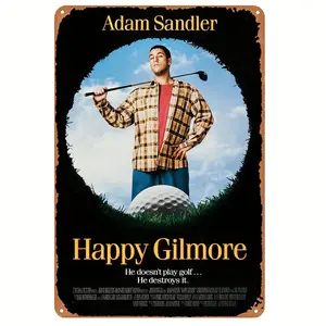 Adam Sandler Happy Gilmore Vintage Tin Sign - Iron Metal Golf-Themed Wall Decor for Home, Bar, Cafe, Garage - Pre-Drilled, Weather-Resistant Retro Poster - 8"x12" (20cmX30cm) - 1count