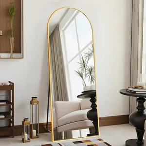 58"x18" Arched Full Length Mirror - Floor Standing or Wall Mounted with Stand,  Frame & Shatter-Proof Glass,  Freestanding Mirror for Bedroom, Living Room, Entryway Decor