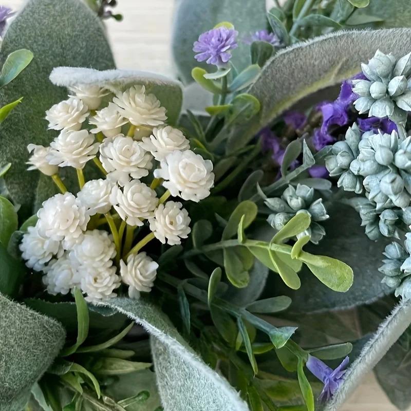 Year-Round Wreaths Made of Lamb'S Ear and Lavender Spring Farmhouse Door Wreaths Wreaths of Lavender with Berries and 'S Breath