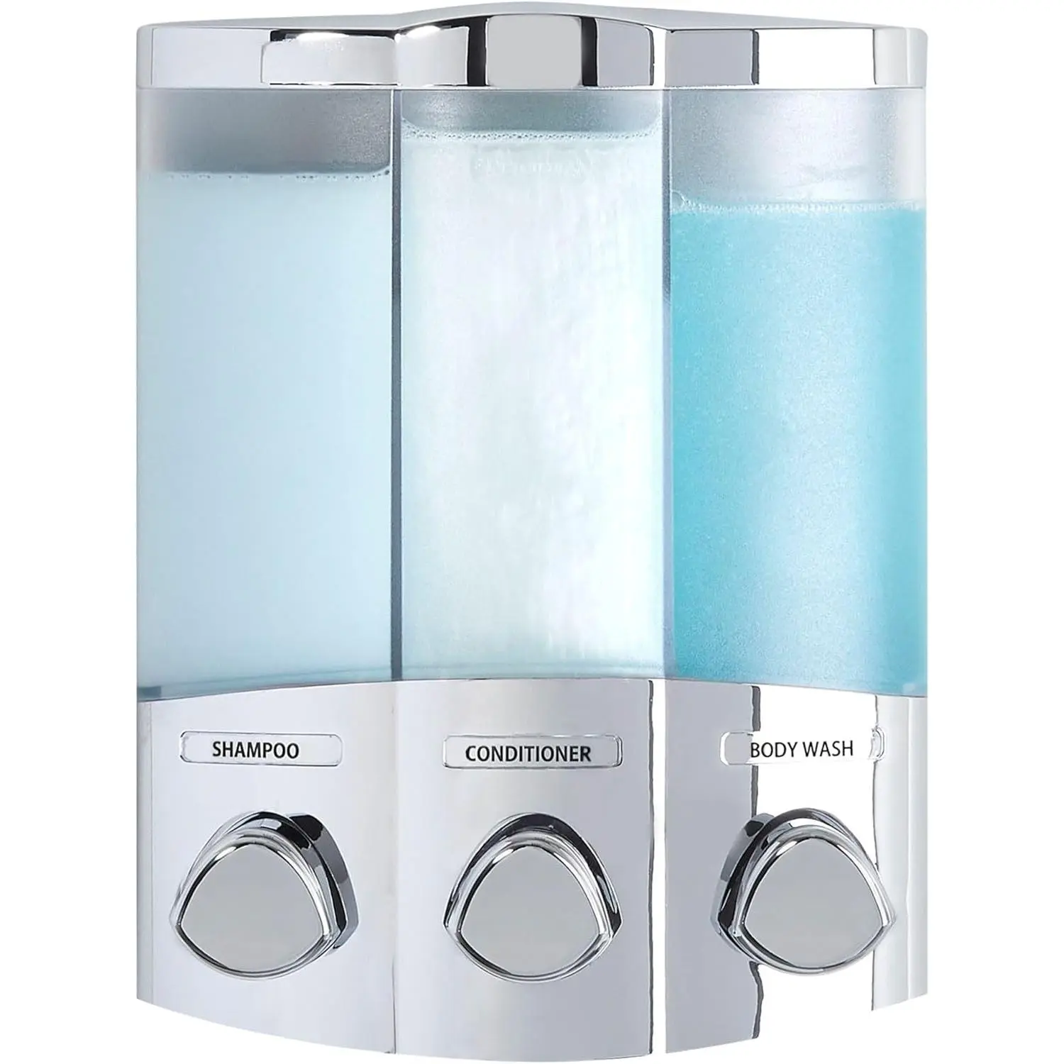 Chrome Euro Series 76344-1 Triple 3-Chamber Soap and Shower Dispenser, Convenient for 3 Uses, Convenient For Three Uses
