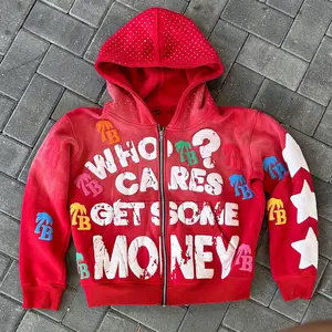 Unisex Full Zip Up Jacket Y2k Trendy Hoodie With Puff Printed Star Letter Pattern Oversized Fashionable Streetwear Coat For Women and Men Spring Autumn Winter Comfortable Harajuku Vintage Style Casual Long Sleeve Sweatshirts, Womenswear Tops , Outerwear