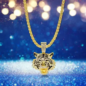 Men's Hip-hop Tiger Pendant Necklace, Street Style Dragon Bone Chain, Suitable for Parties and Festivals, Ideal Gift for Rappers