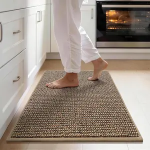 17''x30'' Non-Slip Kitchen Runner Rug, Polypropylene Kitchen Mats, Machine Washable Absorbent and Stain Resistant Kitchen Rug, Carpet Mats with TPR Backing for Kitchen, Taupe