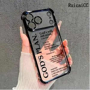 Phone Case for iPhone 17 Pro Max 16 15 14 Plus 13 12 11 Air God's Plan Cross Faith Quote Philippians 4:13 Pattern Full Body Protection Shockproof Electroplating TPU Cover Cellphone Protective Casing Aesthetic Smartphone