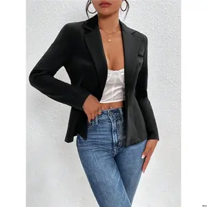 Front Open PETITE tiktok Lapel Neck Blazer