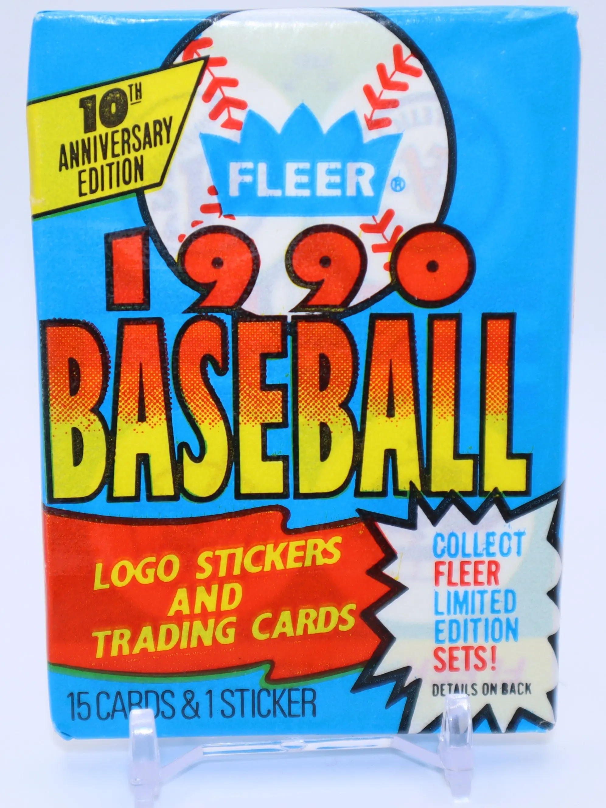 1990 Fleer Limited Edition Anniversary Baseball Wax Pack - 15 Trading Cards, Wax Pack for Nostalgic Pull, 1990 League Sets To Collect