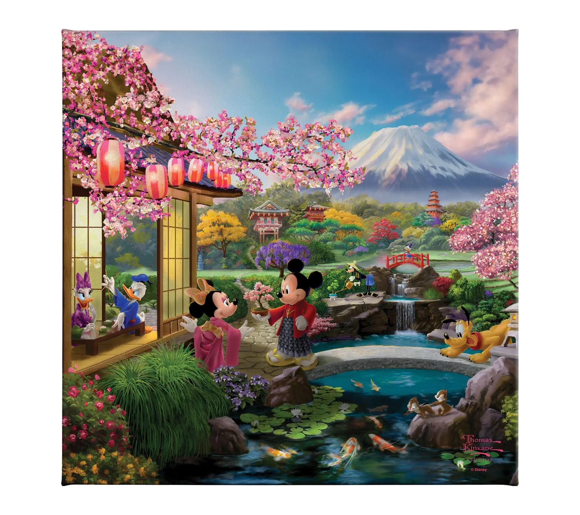 Thomas Kinkade Mickey and Minnie in Japan 14"x14 Gallery Wrap