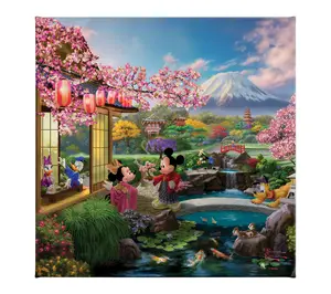 Thomas Kinkade Mickey and Minnie in Japan 14"x14 Gallery Wrap