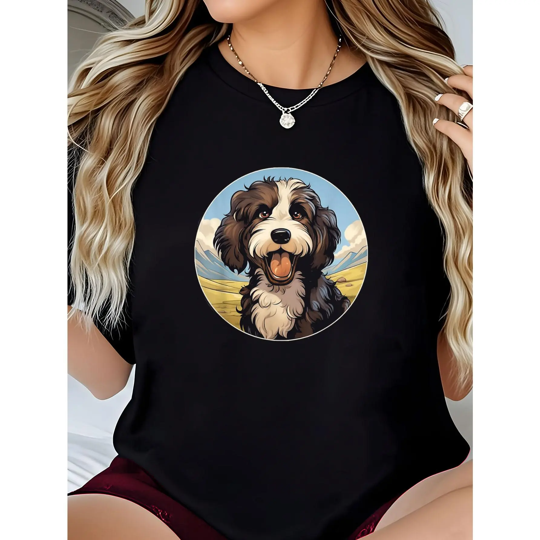 100% Cotton Tshirt Breathable Knitted Medium Short StreetwearBernedoodle Dood Funny Berne Doodle Mom Dad T-Shirt graphic tees women crop tops summer outfits for women summer tops T-Shirt