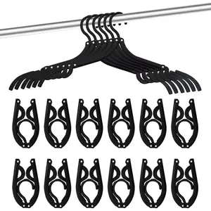 12 PCS Travel Hangers - Cruise Ship Essentials Portable Folding Clothes Hangers Travel Essentials Foldable Clothes Drying Rack for Travel (Black)