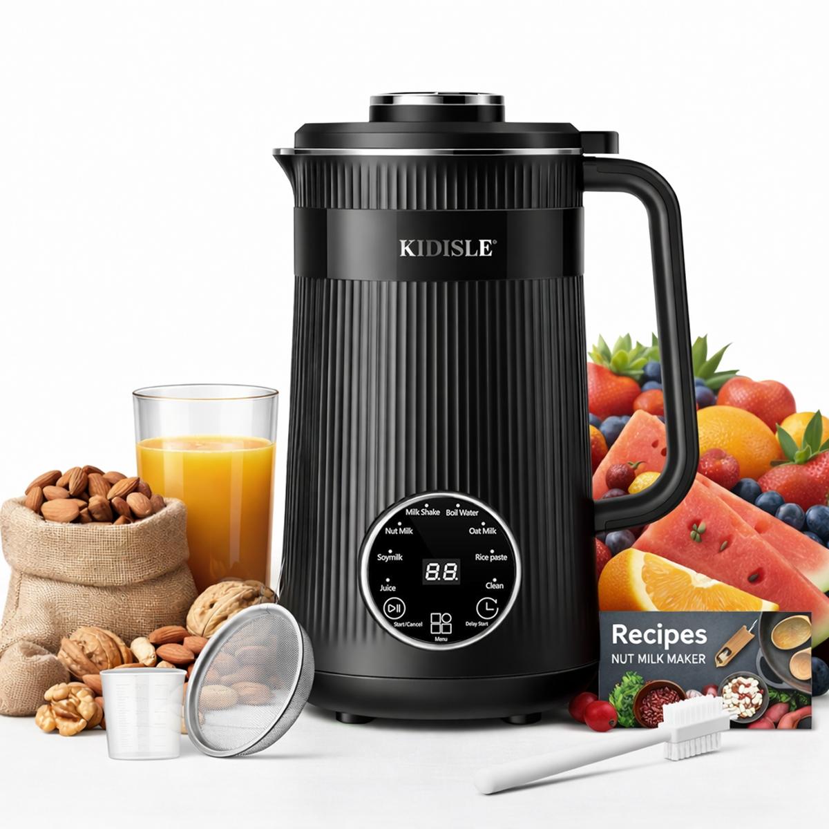 8-in-1 Multifunctional Automatic Nut Milk Machine&Coffee Maker, 32oz Auto Self-Cleaning, Delay Start, Keep Warm, Boil Water – Stainless SteelSummerVibes