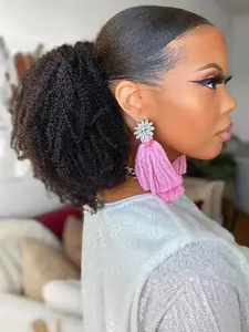 Ponytail Extension 14 inch Short  Hair Ponytail Ponytail Extension for Women Synthetic Hair Extensions Short Afro Curly Ponytail Hair  With Clips Puff Bun Braiding