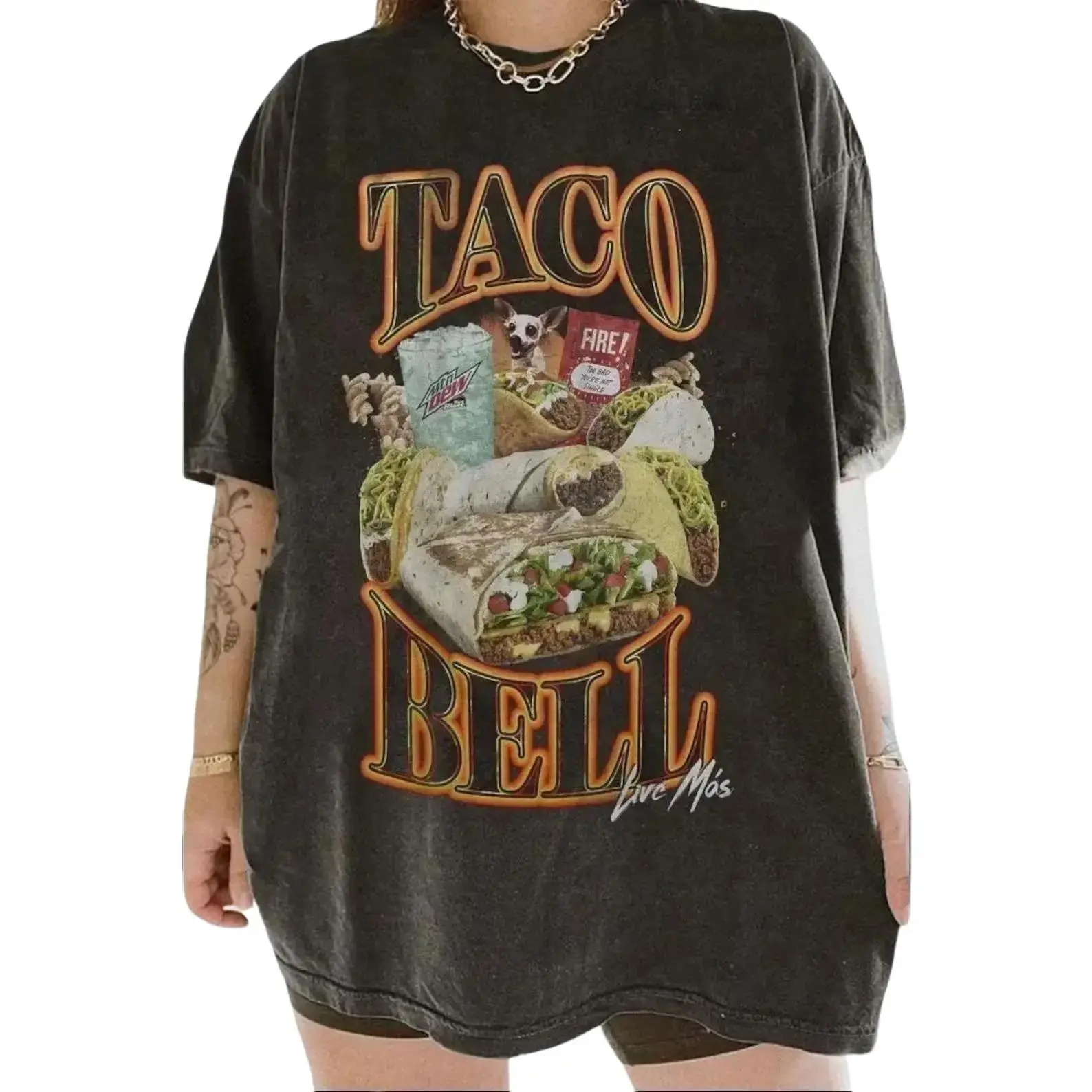 Taco Bell 90s Bootleg Tee Unisex Cotton T-Shirt, Y2K 90s Graphic Shirt, gift for her, him, Womenswear Top, Crewneck, Streetwear Tshirt