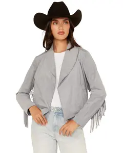 Shyanne Women's Faux Suede Fringe Jacket - Swfa24o16-Slt