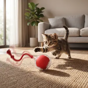 Interactive Cat Toy Ball Super Drive Cat Rolling Ball Automatic Rolling with LED Light USB Rechargeable for Indoor Cats Exercise Fun Play dog
