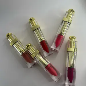 Luxury Lipstick Set - 5 Vibrant Colors with Gold Accents for Bold Looks Waterproof Lipgloss Gloss