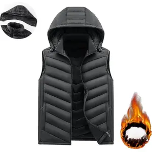Men's Stand Collar & Hooded Puffer Vest | Autumn Winter Quilted Style, Slim Fit Trendy Cotton Outerwear Menswear Stylish