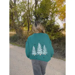 Winter Green Christmas Tree Embroider Sweatshirt christmas sweatshirt