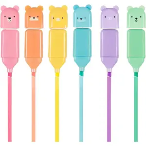 6 count Mini Highlighter Pens, Mini Bear Highlighters Assorted Macaron Colors, Chisel Tip Highlighter Marker Pens for Writing, Drawing, Office & School Supplies, Fluent Writing Highlighters Gifts