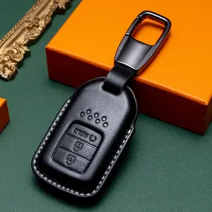 Leather Car Key Protection Case, Simple Fashion Design, Car Key Protector, Car Key Accessory, Car Key Holder, Compatible with Honda Odyssey Accord Cr-V Civic Xrv, Durable Key Cover, Car Accessories