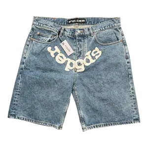 SP5DER OG LOGO DENIM SHORTS BLUE WASH