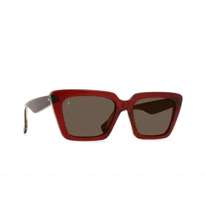 RAEN Keera-Cranberry Sedona-54 Sunglasses with Exaggerated Angles Blocky Acetate Design & Fin-Like Temples